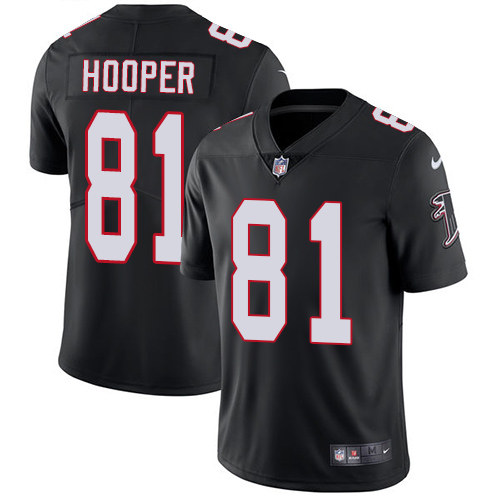 Men's Nike Atlanta Falcons #81 Austin Hooper Black Alternate Vapor Untouchable Limited Player NFL Jersey