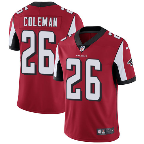 Men's Nike Atlanta Falcons #26 Tevin Coleman Red Team Color Vapor Untouchable Limited Player NFL Jersey