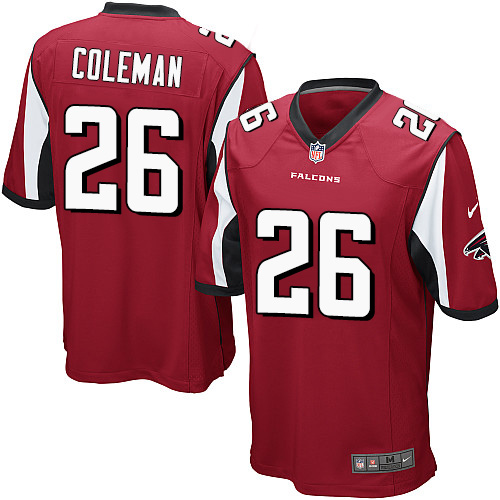 Men's Nike Atlanta Falcons #26 Tevin Coleman Game Red Team Color NFL Jersey