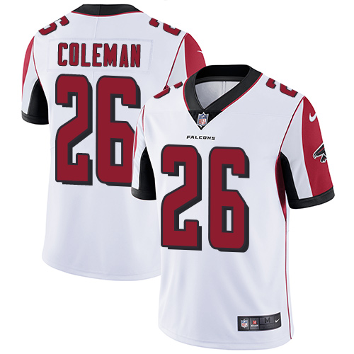 Men's Nike Atlanta Falcons #26 Tevin Coleman White Vapor Untouchable Limited Player NFL Jersey