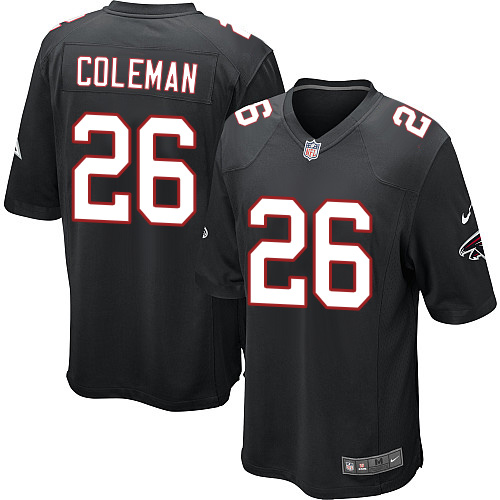 Men's Nike Atlanta Falcons #26 Tevin Coleman Game Black Alternate NFL Jersey