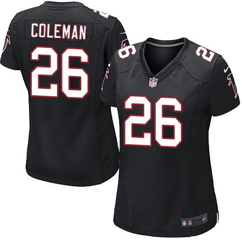 Women's Nike Atlanta Falcons #26 Tevin Coleman Game Black Alternate NFL Jersey