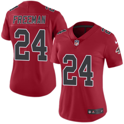 Women's Nike Atlanta Falcons #24 Devonta Freeman Limited Red Rush Vapor Untouchable NFL Jersey