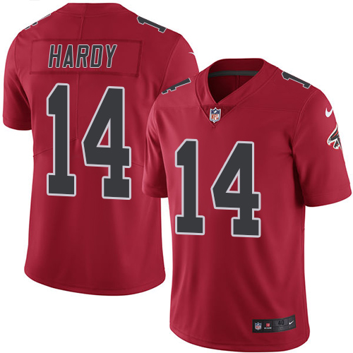Men's Nike Atlanta Falcons #14 Justin Hardy Elite Red Rush Vapor Untouchable NFL Jersey
