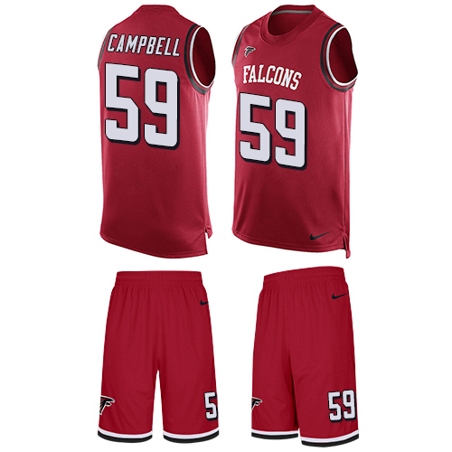 Men's Nike Atlanta Falcons #59 De'Vondre Campbell Limited Red Tank Top Suit NFL Jersey