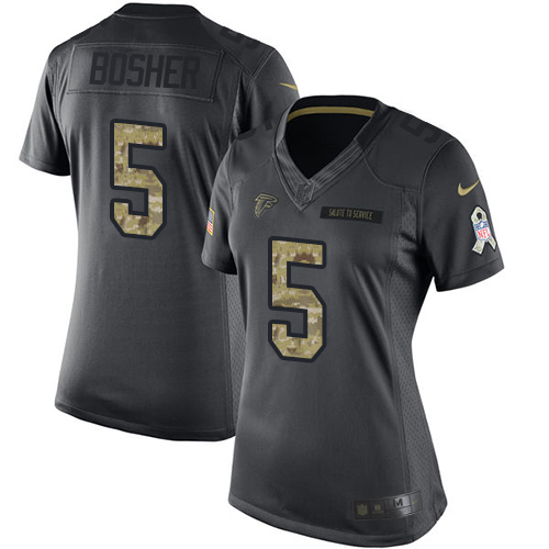 Women's Nike Atlanta Falcons #5 Matt Bosher Limited Black 2016 Salute to Service NFL Jersey