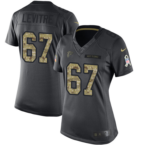 Women's Nike Atlanta Falcons #67 Andy Levitre Limited Black 2016 Salute to Service NFL Jersey