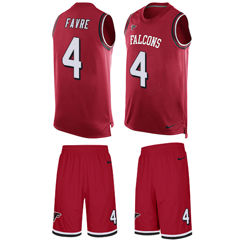 Men's Nike Atlanta Falcons #4 Brett Favre Limited Red Tank Top Suit NFL Jersey