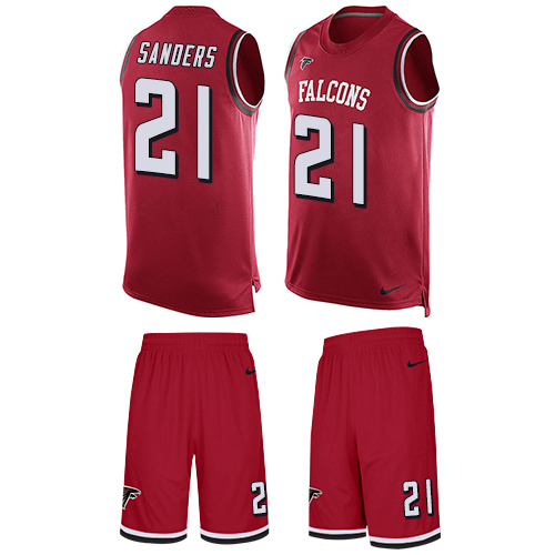 Men's Nike Atlanta Falcons #21 Deion Sanders Limited Red Tank Top Suit NFL Jersey