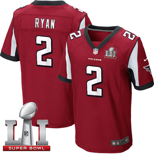 Men's Nike Atlanta Falcons #2 Matt Ryan Elite Red Team Color Super Bowl LI 51 NFL Jersey