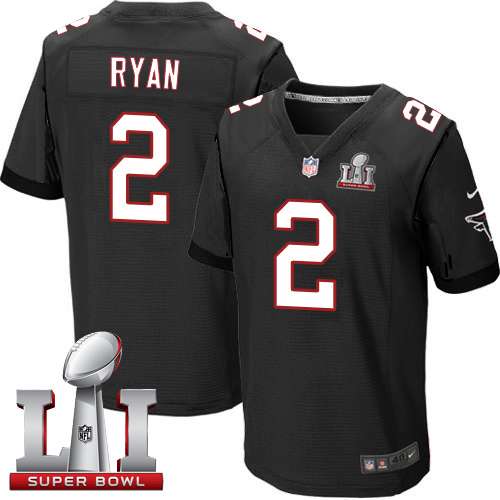 Men's Nike Atlanta Falcons #2 Matt Ryan Elite Black Alternate Super Bowl LI 51 NFL Jersey