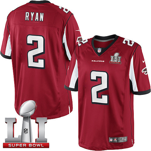 Youth Nike Atlanta Falcons #2 Matt Ryan Red Team Color Super Bowl LI 51 Vapor Untouchable Limited Player NFL Jersey