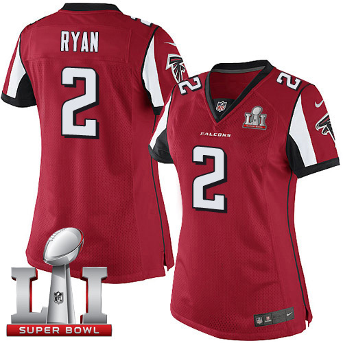Women's Nike Atlanta Falcons #2 Matt Ryan Elite Red Team Color Super Bowl LI 51 NFL Jersey