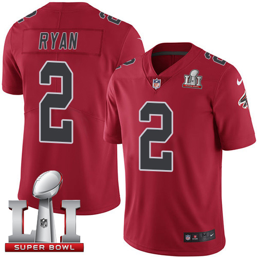 Men's Nike Atlanta Falcons #2 Matt Ryan Limited Red Rush Super Bowl LI 51 NFL Jersey