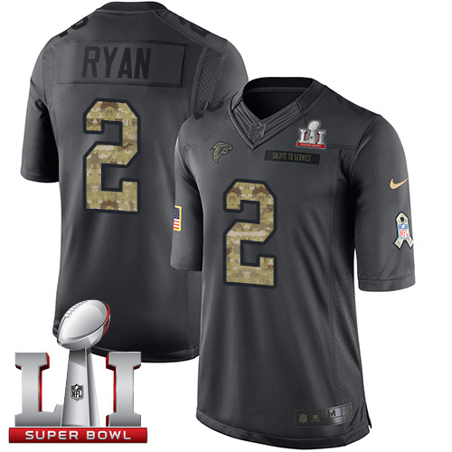 Men's Nike Atlanta Falcons #2 Matt Ryan Limited Black 2016 Salute to Service Super Bowl LI 51 NFL Jersey