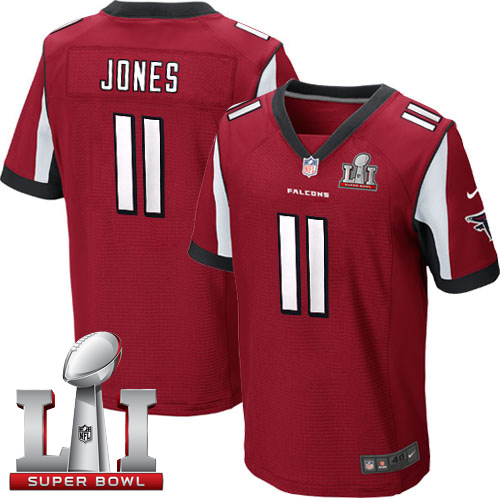 Men's Nike Atlanta Falcons #11 Julio Jones Elite Red Team Color Super Bowl LI 51 NFL Jersey
