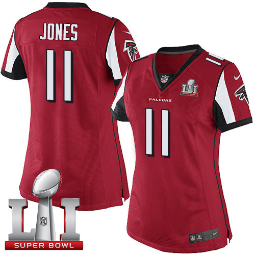 Women's Nike Atlanta Falcons #11 Julio Jones Elite Red Team Color Super Bowl LI 51 NFL Jersey