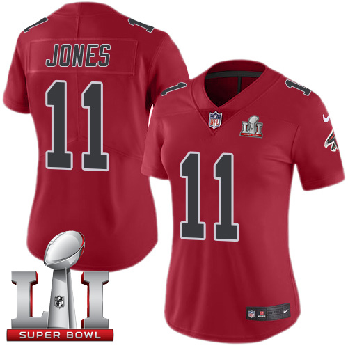 Women's Nike Atlanta Falcons #11 Julio Jones Limited Red Rush Super Bowl LI 51 NFL Jersey