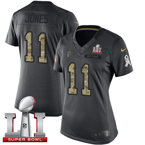 Women's Nike Atlanta Falcons #11 Julio Jones Limited Black 2016 Salute to Service Super Bowl LI 51 NFL Jersey