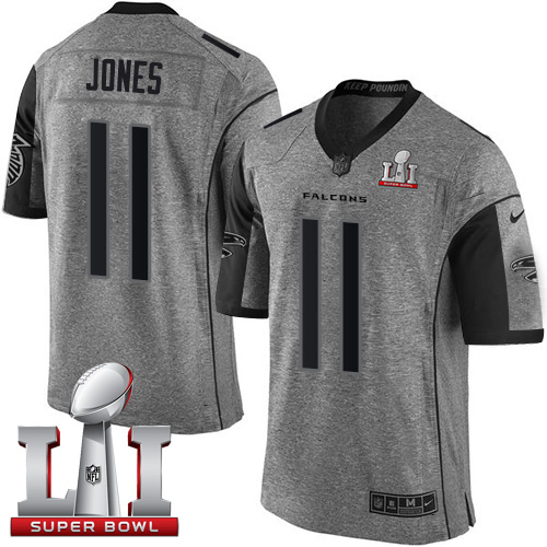 Men's Nike Atlanta Falcons #11 Julio Jones Limited Gray Gridiron Super Bowl LI 51 NFL Jersey