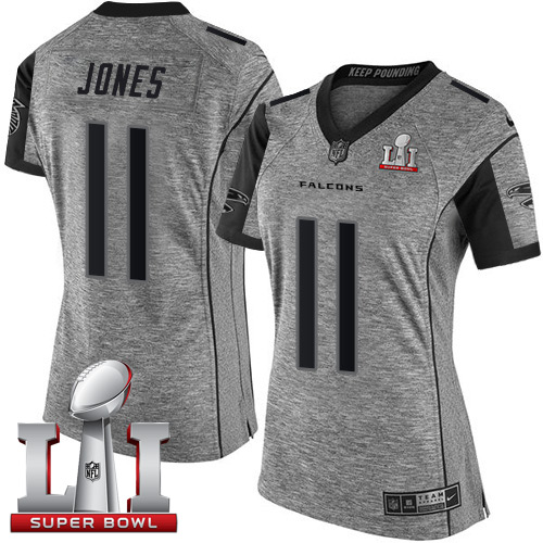 Women's Nike Atlanta Falcons #11 Julio Jones Limited Gray Gridiron Super Bowl LI 51 NFL Jersey