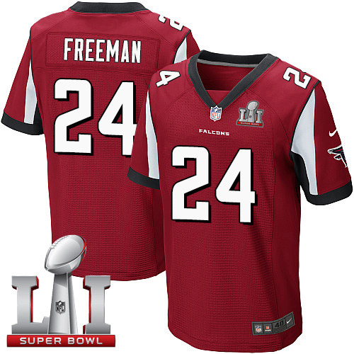 Men's Nike Atlanta Falcons #24 Devonta Freeman Elite Red Team Color Super Bowl LI 51 NFL Jersey
