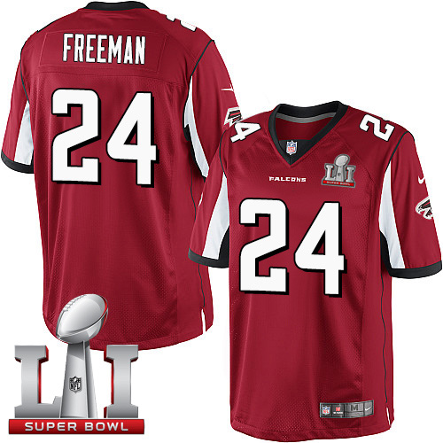 Youth Nike Atlanta Falcons #24 Devonta Freeman Elite Red Team Color Super Bowl LI 51 NFL Jersey