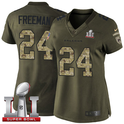 Women's Nike Atlanta Falcons #24 Devonta Freeman Limited Green Salute to Service Super Bowl LI 51 NFL Jersey