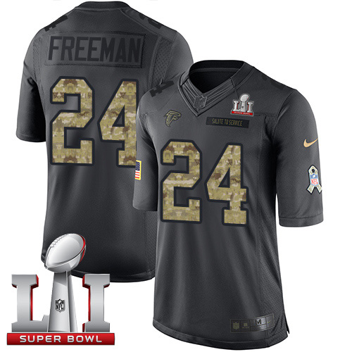 Men's Nike Atlanta Falcons #24 Devonta Freeman Limited Black 2016 Salute to Service Super Bowl LI 51 NFL Jersey