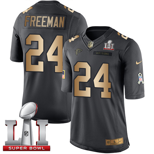 Men's Nike Atlanta Falcons #24 Devonta Freeman Limited Black/Gold Salute to Service Super Bowl LI 51 NFL Jersey