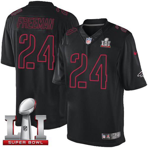 Men's Nike Atlanta Falcons #24 Devonta Freeman Limited Black Impact Super Bowl LI 51 NFL Jersey