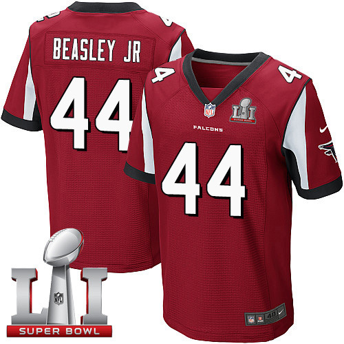 Men's Nike Atlanta Falcons #44 Vic Beasley Elite Red Team Color Super Bowl LI 51 NFL Jersey