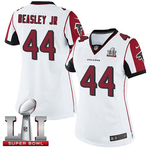 Women's Nike Atlanta Falcons #44 Vic Beasley Elite White Super Bowl LI 51 NFL Jersey