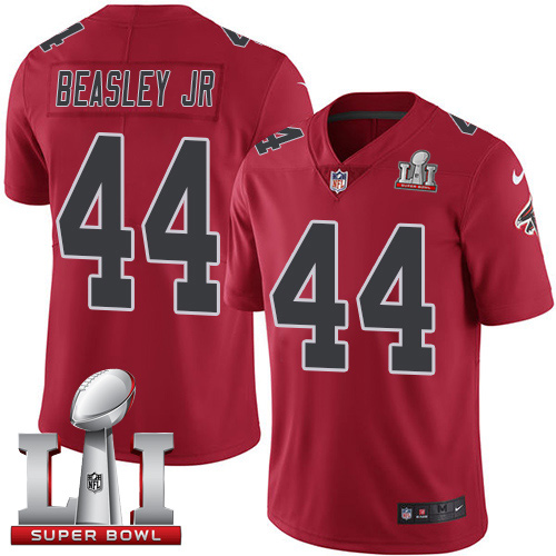 Men's Nike Atlanta Falcons #44 Vic Beasley Limited Red Rush Super Bowl LI 51 NFL Jersey