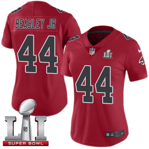 Women's Nike Atlanta Falcons #44 Vic Beasley Limited Red Rush Super Bowl LI 51 NFL Jersey