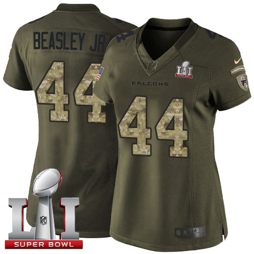 Women's Nike Atlanta Falcons #44 Vic Beasley Limited Green Salute to Service Super Bowl LI 51 NFL Jersey