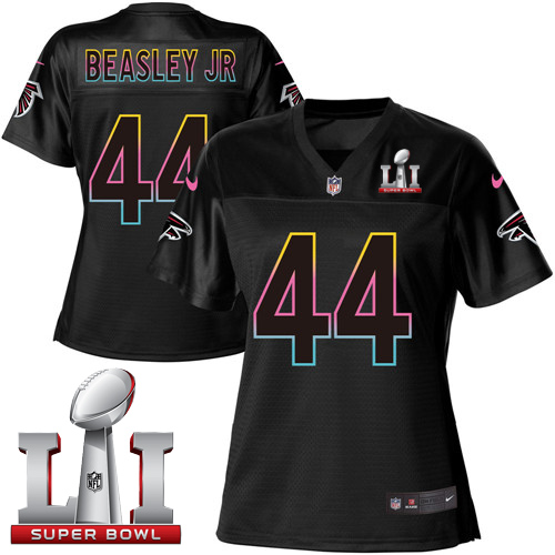 Women's Nike Atlanta Falcons #44 Vic Beasley Game Black Fashion Super Bowl LI 51 NFL Jersey
