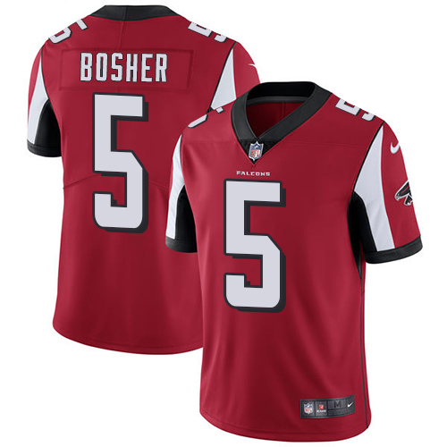 Men's Nike Atlanta Falcons #5 Matt Bosher Red Team Color Vapor Untouchable Limited Player NFL Jersey