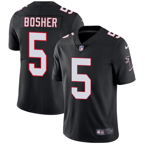 Men's Nike Atlanta Falcons #5 Matt Bosher Black Alternate Vapor Untouchable Limited Player NFL Jersey
