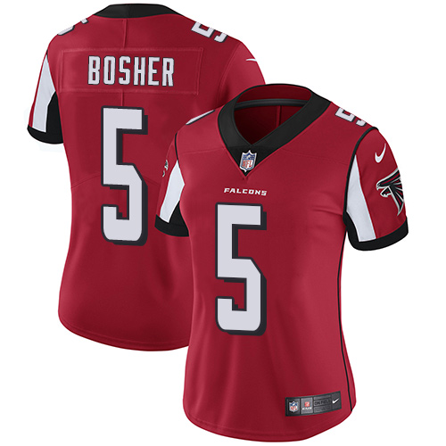 Women's Nike Atlanta Falcons #5 Matt Bosher Red Team Color Vapor Untouchable Elite Player NFL Jersey