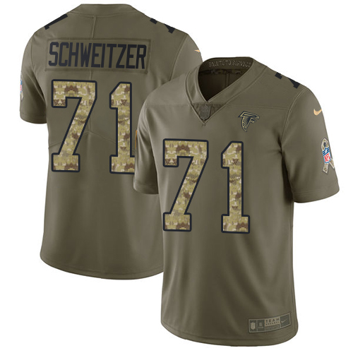 Youth Nike Atlanta Falcons #71 Wes Schweitzer Limited Olive/Camo 2017 Salute to Service NFL Jersey