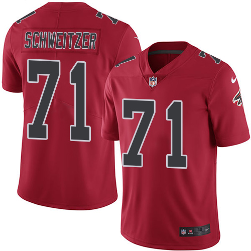 Men's Nike Atlanta Falcons #71 Wes Schweitzer Elite Red Rush Vapor Untouchable NFL Jersey