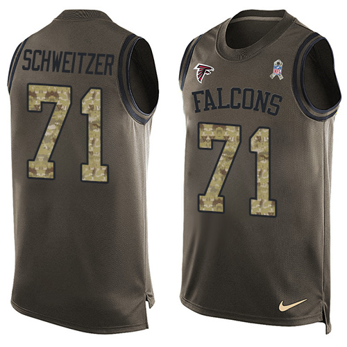 Men's Nike Atlanta Falcons #71 Wes Schweitzer Limited Green Salute to Service Tank Top NFL Jersey