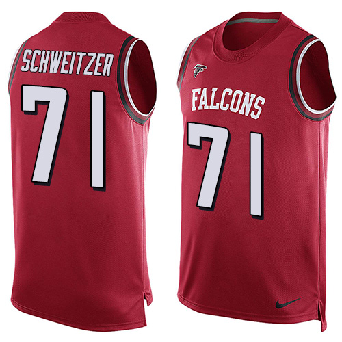 Men's Nike Atlanta Falcons #71 Wes Schweitzer Limited Red Player Name & Number Tank Top NFL Jersey