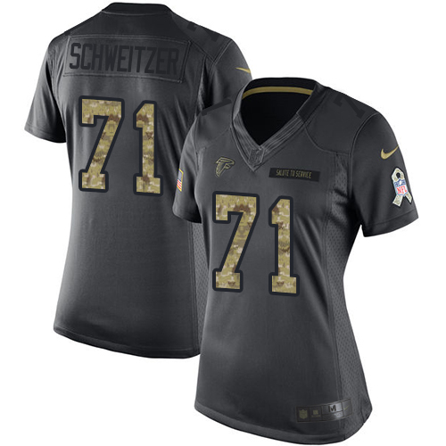 Women's Nike Atlanta Falcons #71 Wes Schweitzer Limited Black 2016 Salute to Service NFL Jersey