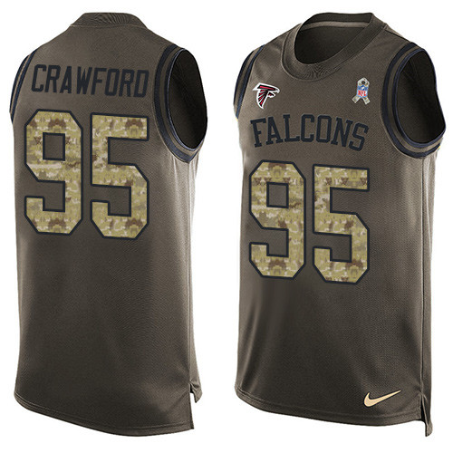 Men's Nike Atlanta Falcons #95 Jack Crawford Limited Green Salute to Service Tank Top NFL Jersey