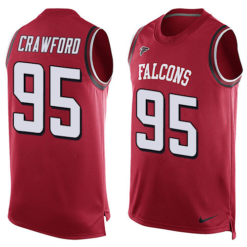 Men's Nike Atlanta Falcons #95 Jack Crawford Limited Red Player Name & Number Tank Top NFL Jersey