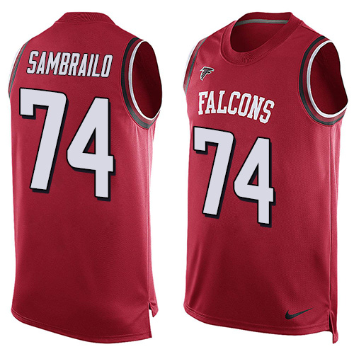Men's Nike Atlanta Falcons #74 Ty Sambrailo Limited Red Player Name & Number Tank Top NFL Jersey