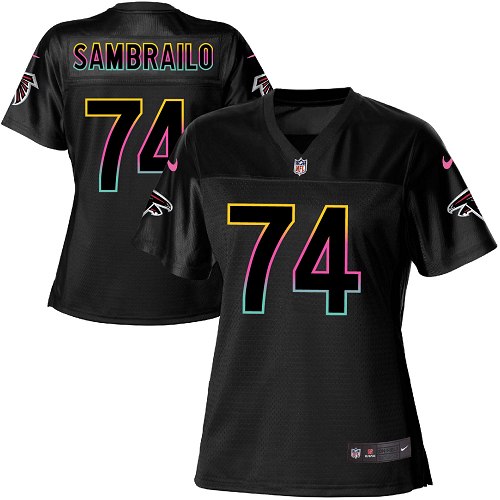 Women's Nike Atlanta Falcons #74 Ty Sambrailo Game Black Fashion NFL Jersey