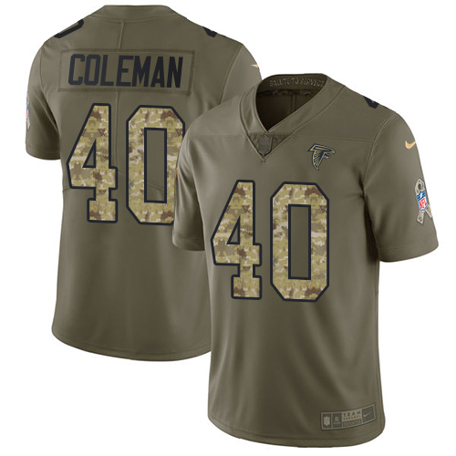 Youth Nike Atlanta Falcons #40 Derrick Coleman Limited Olive/Camo 2017 Salute to Service NFL Jersey